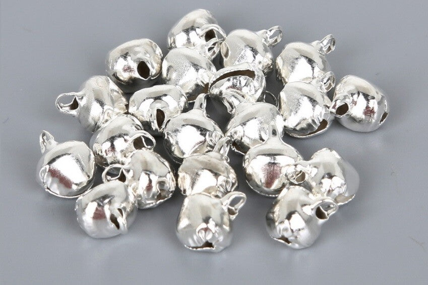 Jingle Bells Multicoloured Gold Silver Charms Card Craft 6/8mm - Silver