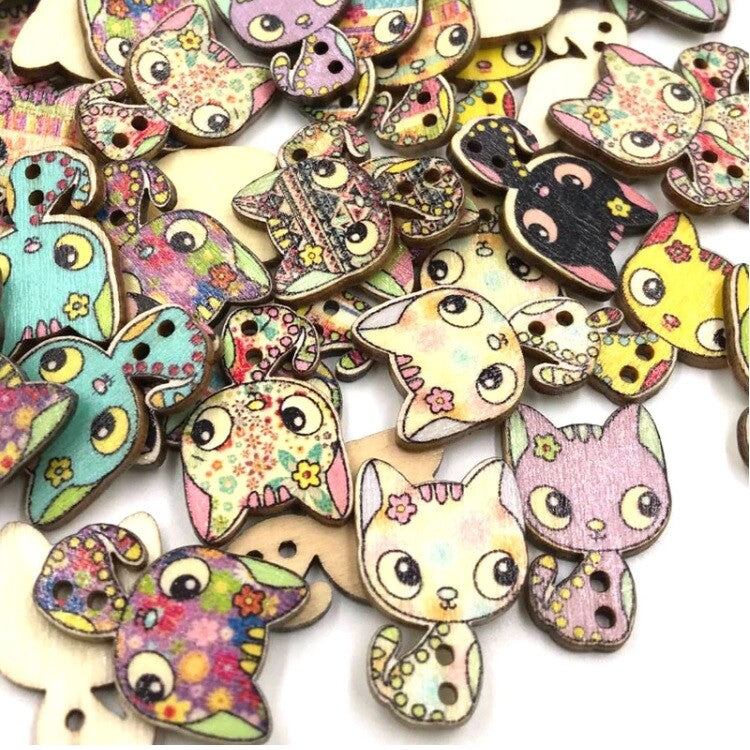 Cat Buttons Embellishments Scrapbook Craft Customise Clothing DIY Garment Gift - Cat Design 5 - 2.5x1.7cm