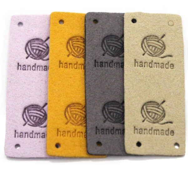 Faux Suede Wool Design Labels Hand Made With Love Clothing Tag Label Tags 2x5cm