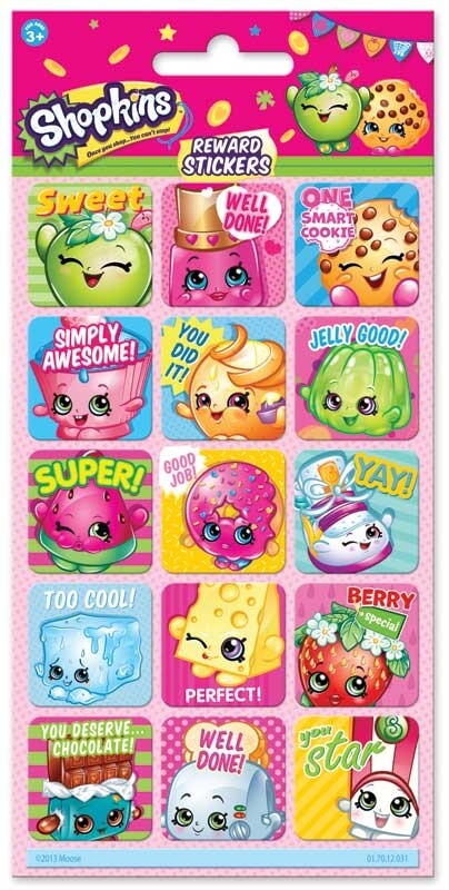 Shopkins Foil Reward Reusable Stickers Kids Party Pack Bag Filler Gift Craft - Reward Stickers Design 2
