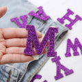 5.5cm 3D Rhinestone Purple Patches Letter Alphabet Patch Iron on Letters Words
