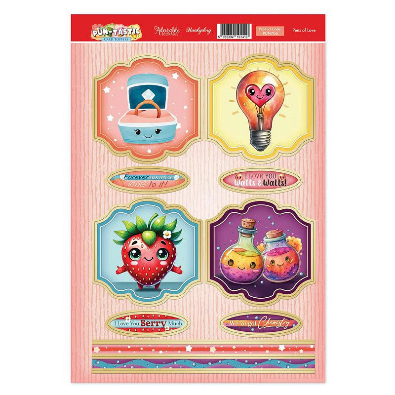 Hunkydory Greeting & Birthday Card Topper Making Kits Luxury Toppers for Cards - Puns of Love