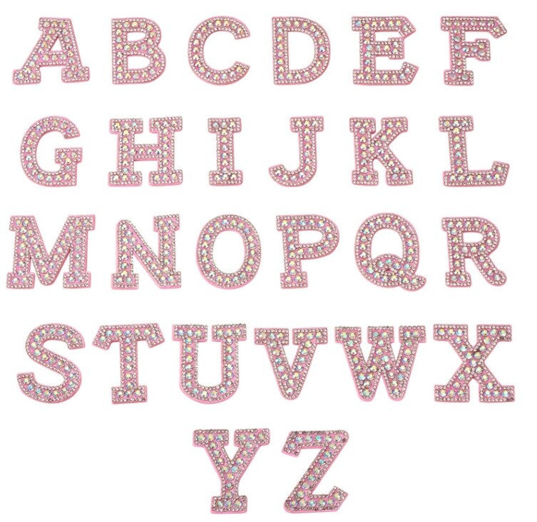 Rhinestone Letter Patch Patches Glue Sew Alphabet Embroidery Letters