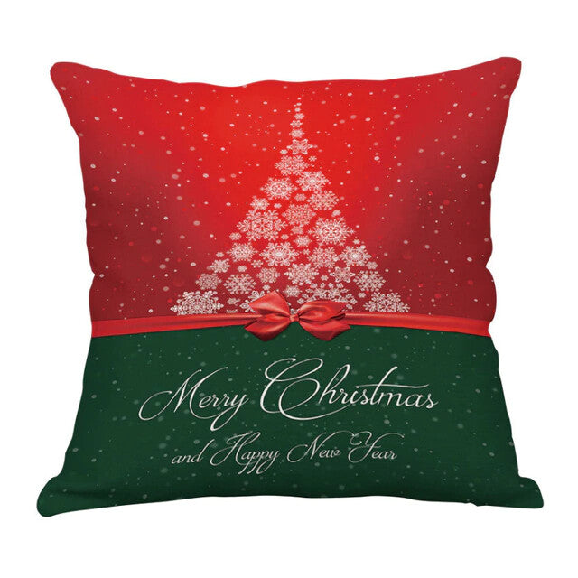 Christmas Festive Cotton Cushion Covers Red - Many Designs - 45x45cm - Green & Red Tree