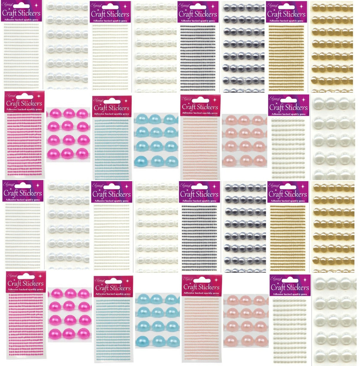3D Stickers Pearl Dots Sparkly Glitter Gem Card Craft Wedding Self Adhesive