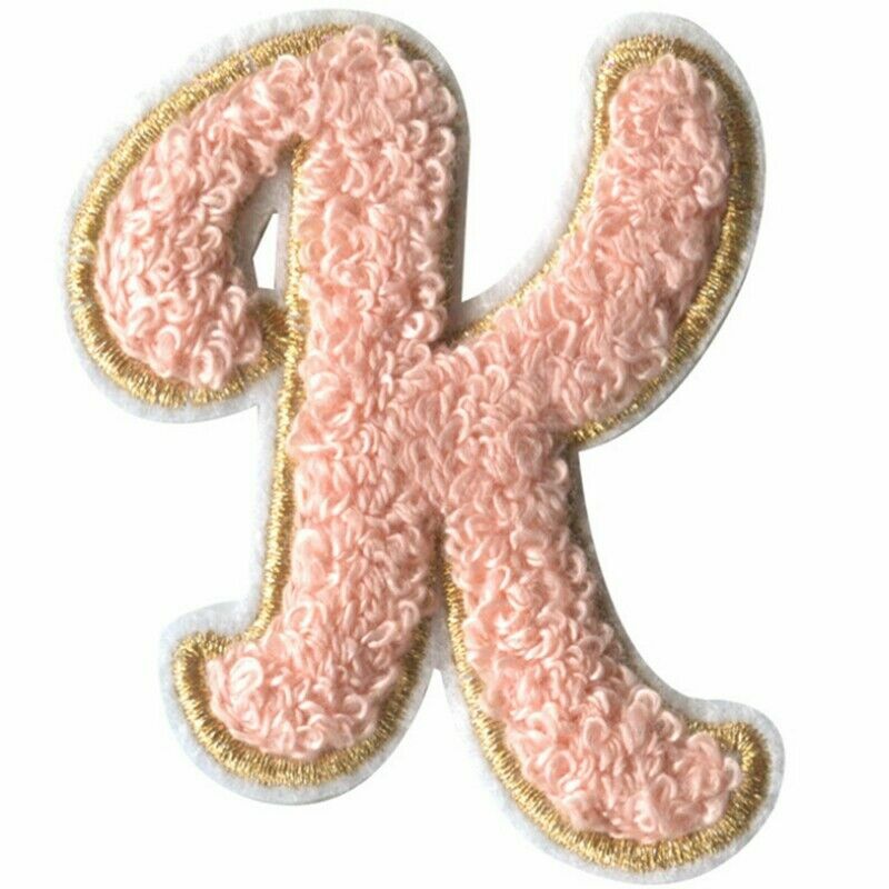 Pink Chenille Patch Letter Patches Iron on Sew on Alphabet Embroidery Customise