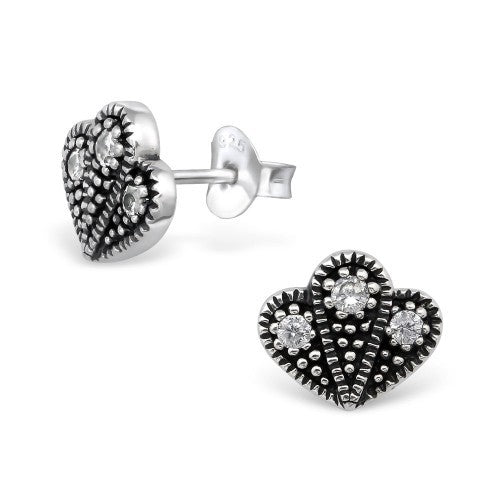 925 Sterling Silver Cactus Bali Stud Earrings & Gift Box - Bali Cactus Cz Crystal