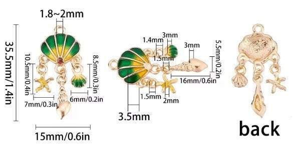 6 Enamel Shell Charms Set Includes 2 Of Each Colour Charm Shell Jewellery Making