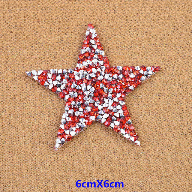 Rhinestone Sparkle Star Patch Iron on Alphabet Glitter Patches Space Hotfix 6cm