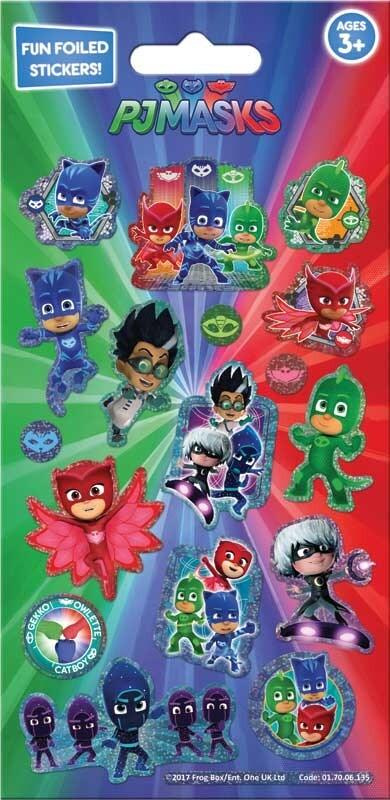 Foiled Re-usable Children's Character Stickers Party Loot Bag Fillers Craft Gift - Pj Masks