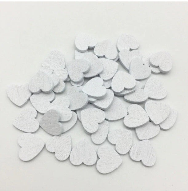 12mm Wood Hearts Confetti Slices Wedding Craft Chips Wedding Decoration Scatter - White