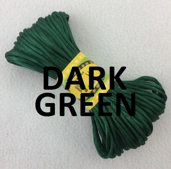 Cord Silky Satin Kumihimo Braiding Rattail Macrame 2mm Thick 5/10/20 Meter - Dark Green