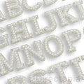 White Pearl Rhinestone Letter Patches for Clothes Full Set Alphabet Letters 26pc