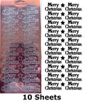 10 Sheets - Salmon Peach Mirror Shine Merry Christmas Peel Off Stickers