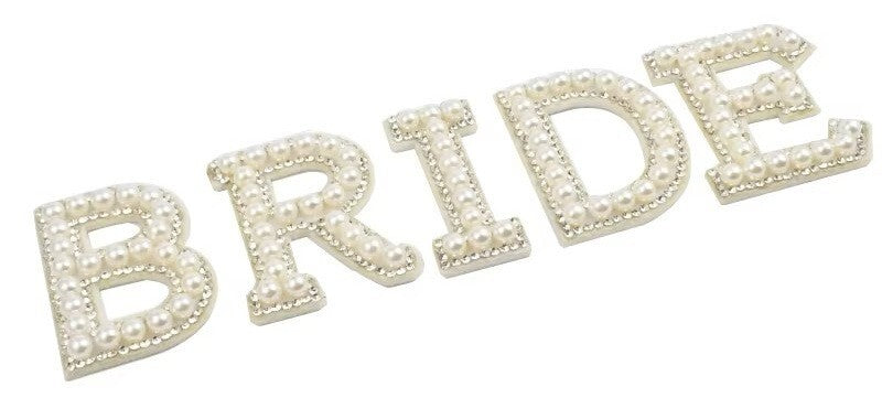 BRIDE pearl letter patch wedding alphabet patches customise clothing