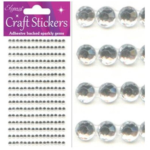3D Stickers Craft Pearl Dots Sparkly Glitter Gem Craft Card Craft Self Adhesive - 4mm Clear/Silver (240 gems)