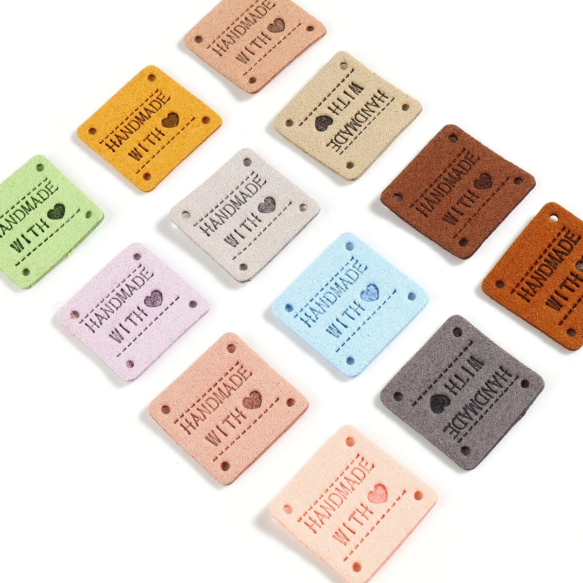 Faux Suede Labels Handmade with Love Square Clothing Tag Label Tags 25x25mm