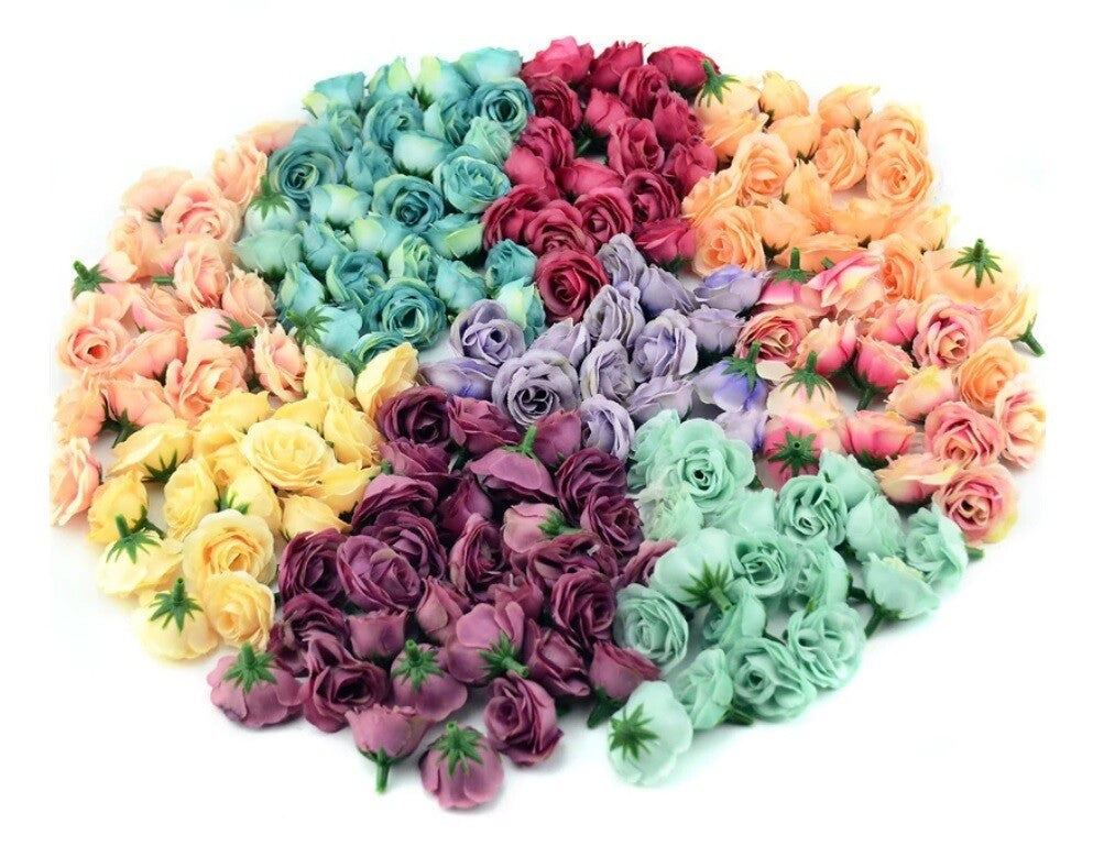 Rose Bud Decorative Synthetic Flowers Faux Silk Home Wedding Craft 2.5cm Buds