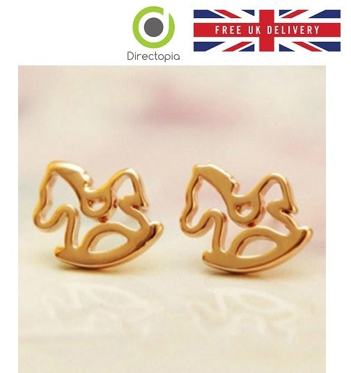 Rocking Horse Pony Kawaii Stud Earrings Openwork & Mini Gift Box