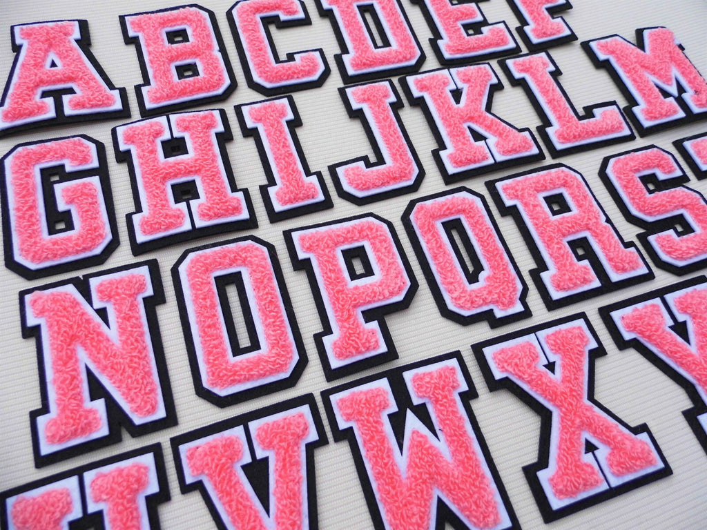 Large 3D Pink Varsity Chenille Patch Letter Patches Iron Sew on Alphabet 7cm
