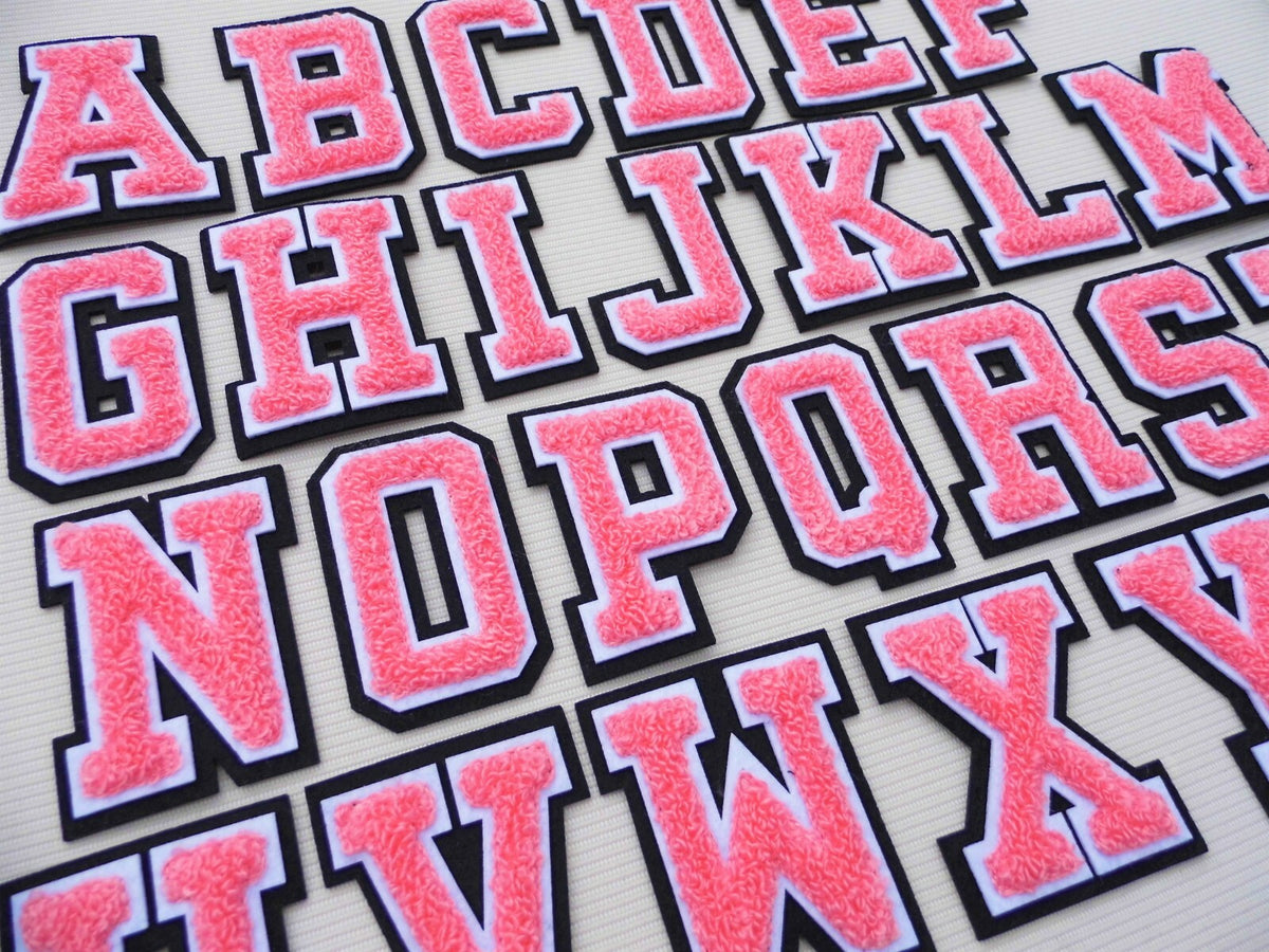 Large 3D Pink Varsity Chenille Patch Letter Patches Iron Sew on Alphabet 7cm