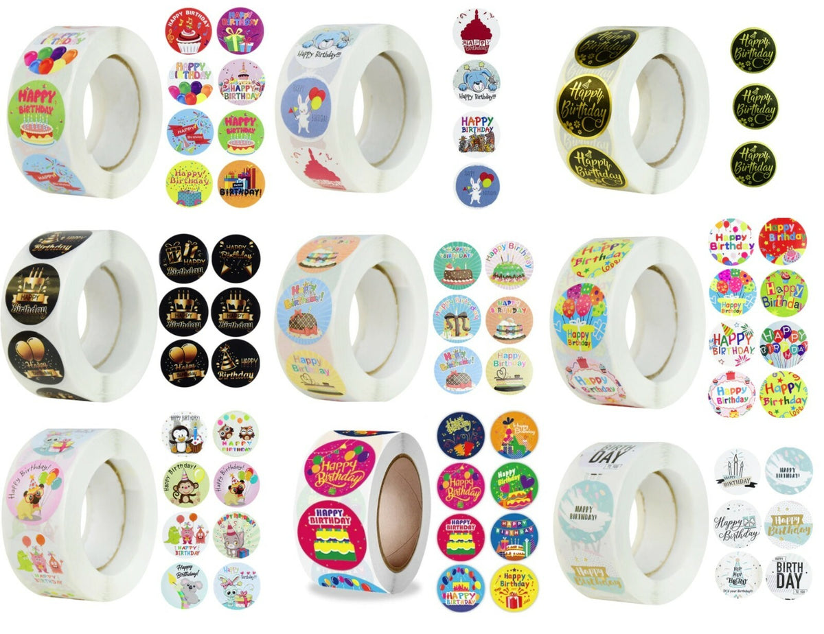 Happy Birthday Stickers Labels Seals Gift Craft Party Card Making Label 25mm