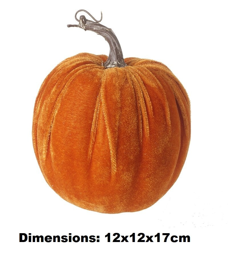 Velvet Pumpkin Halloween Pumpkins Ornament Prop Party Autumn Decoration Craft - 1 Small Orange Velvet Pumpkin - 12x12x17cm