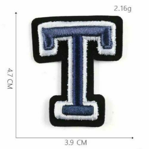 3D Varsity Letter Patch Patches Sew On Embroidered Customise Clothing Alphabet - T