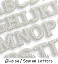 4.5cm White Pearl & Silver Rhinestone Letter Patches Sew/Glue on Alphabet Patch