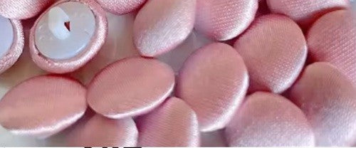 Coloured Buttons Fabric Cloth Covered Button Satin Round Sewing 11mm / 1.1cm - Antique Pink