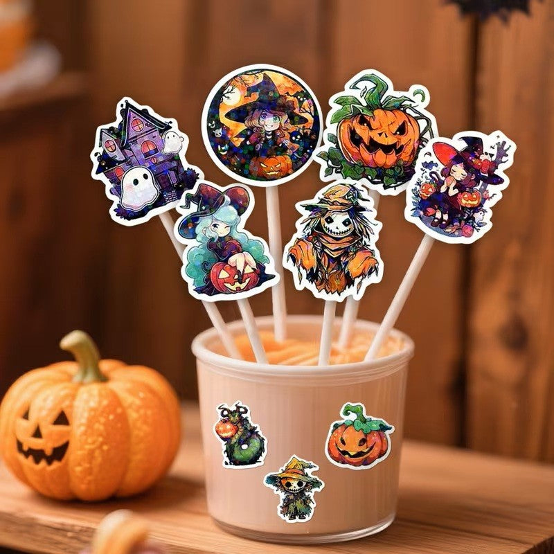 Halloween Witch Scarecrow Pumpkin Peel & Stick Labels Stickers Gift Sticker