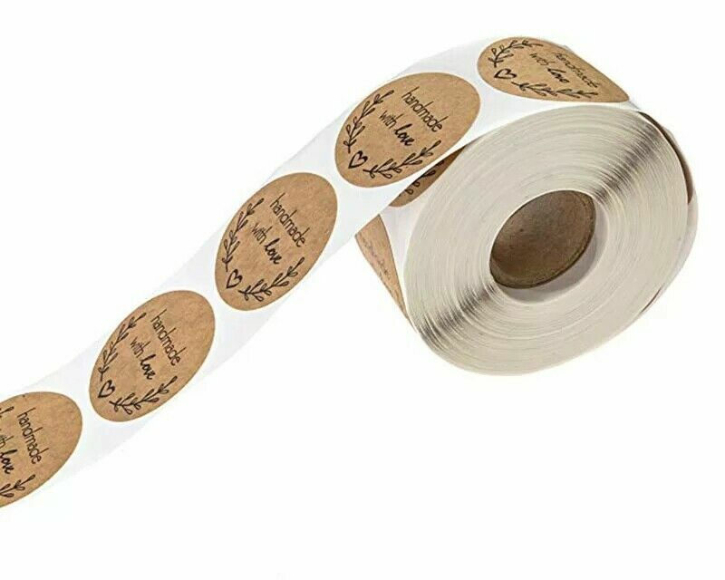 Round Thank You Hand Made With Love Labels Stickers Gift Food Craft 2.5cm (D1)