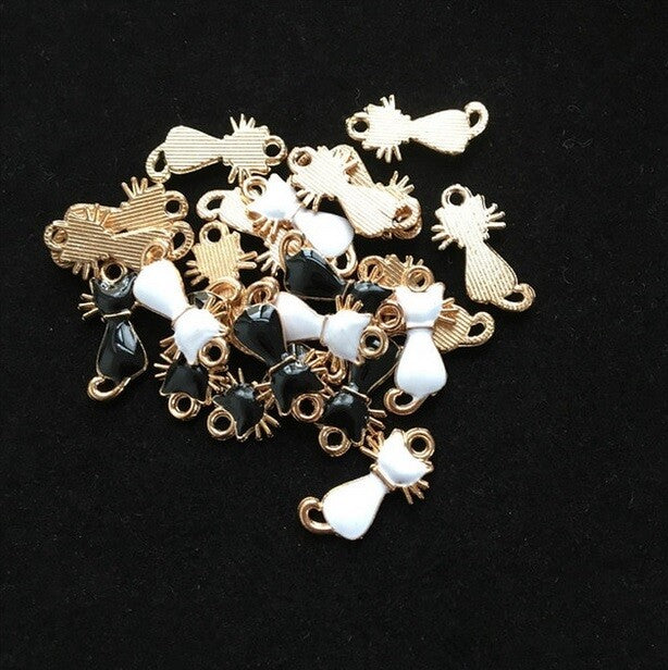 Cat Charms Jewellery Making Findings Enamel Cats Pendant Bracelet Craft