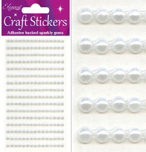 3D Stickers Pearl Dots Sparkly Glitter Gem Card Craft Wedding Self Adhesive - 4mm White (240 gems)