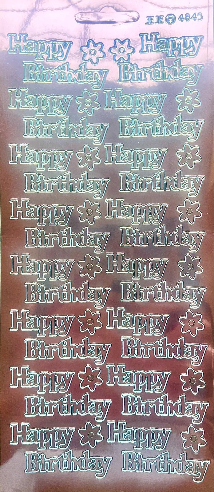 10 Sheets - Salmon Peach Happy Birthday Mirror Shine Peel Off Sticker Stickers