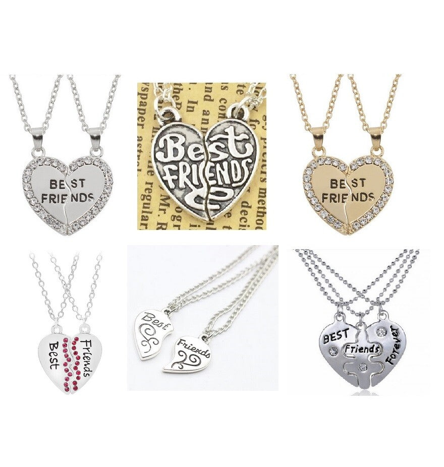 Best Friends Heart Charm Pendant Necklaces & Free Gift Bags - Many Designs