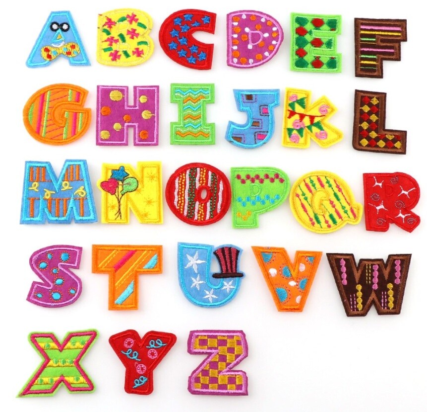 Colourful Letter Patch Iron on Alphabet Letters Embroidery Customise Clothing - Y