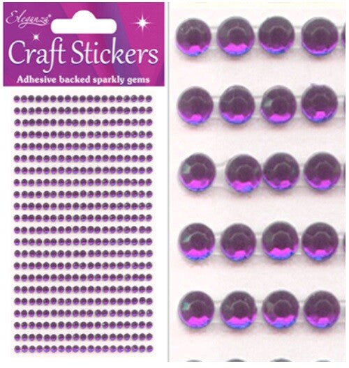 3D Stickers Craft Pearl Dots Sparkly Glitter Gem Craft Card Craft Self Adhesive - 3mm Amethyst (418 gems)