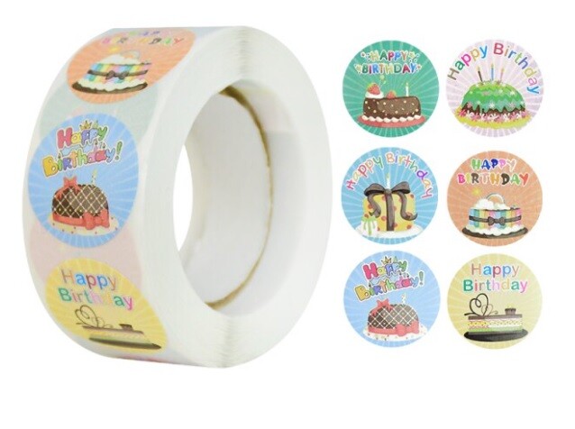 Happy Birthday Stickers Labels Seals Gift Craft Party Card Making Label 25mm - Design 5