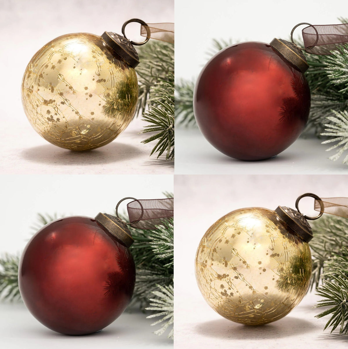 Large Glass Handcrafted Baubles Premium Traditional Christmas Tree Bauble 8cm