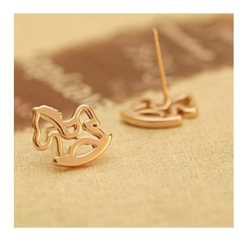 Rocking Horse Pony Kawaii Stud Earrings Openwork & Mini Gift Box