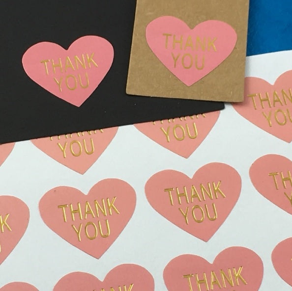 Heart Paper Labels Thank You Gift Food Craft Stickers Seals Handmade Craft