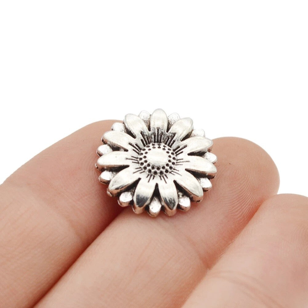 Antique Silver Metal Buttons Flower Square Round Side Shank