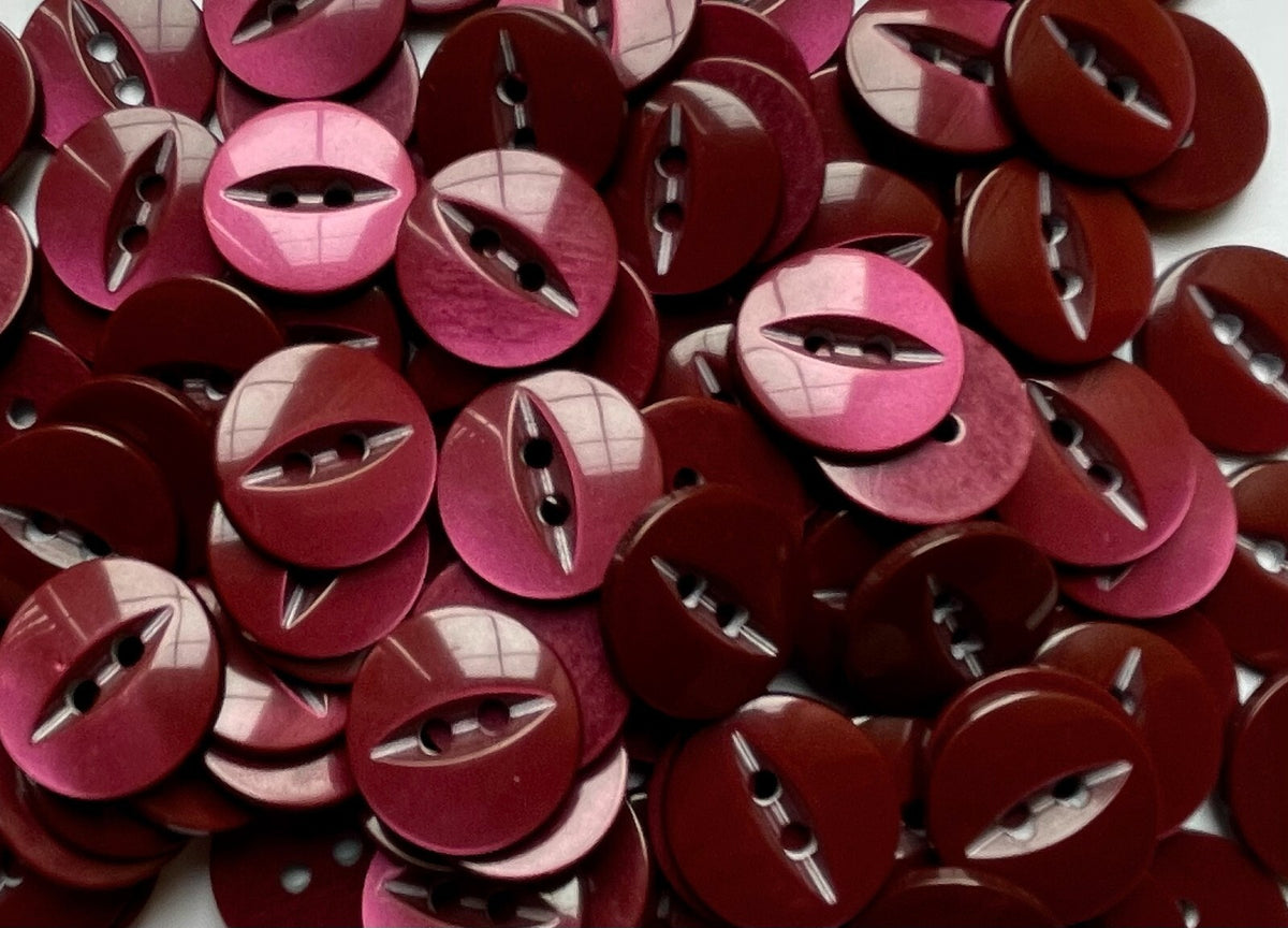 100 x Fish Eye Buttons - 27 Colours 14mm Buttons Baby Buttons - Wine