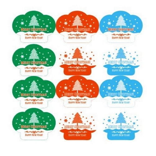Christmas Gift Seal Stickers 'Merry Christmas' 'Happy New Year' Red, Green, Blue