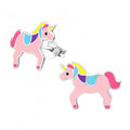 925 Sterling Silver Pink Unicorn Stud Earrings & Gift Box #2