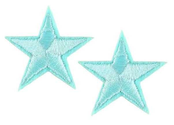 2 Duck Egg Green Star Patches Iron On Sew On Stars Patch Embroidered Applique