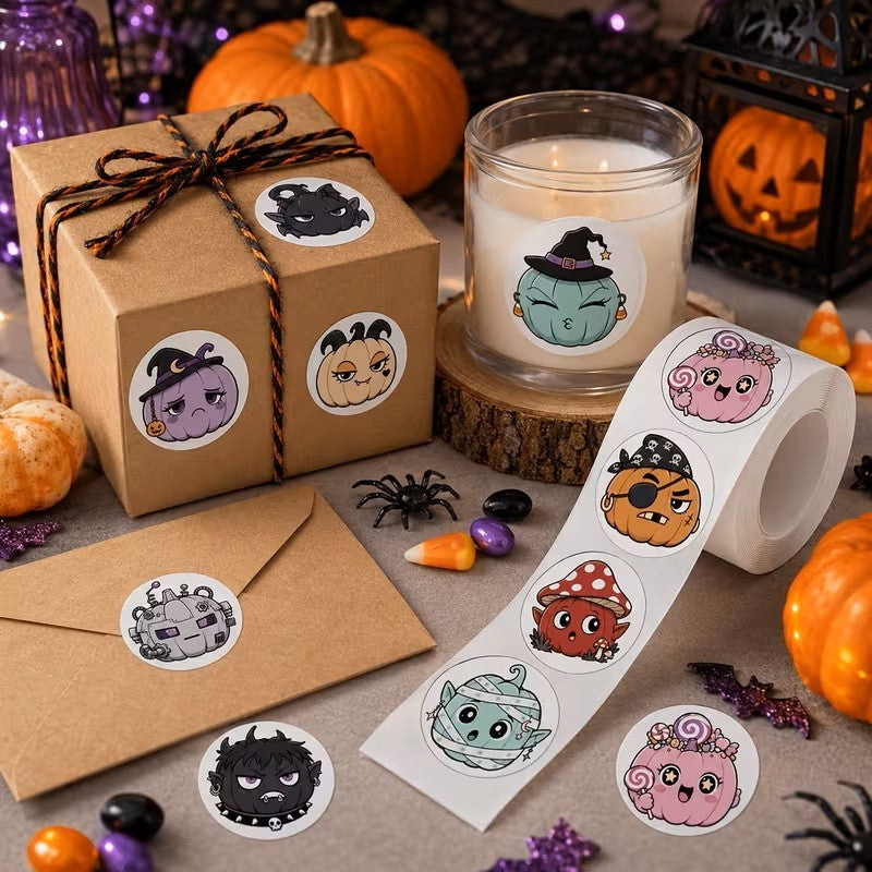 Halloween Cartoon Anime Pumpkin Peel & Stick Labels Stickers Gift Sticker