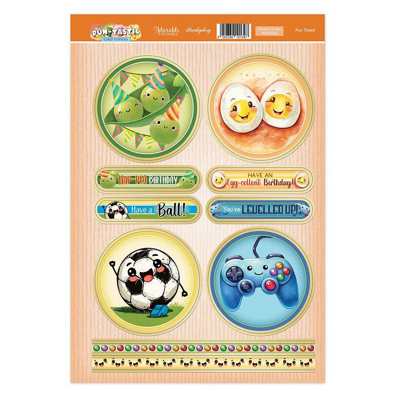 Hunkydory Greeting & Birthday Card Topper Making Kits Luxury Toppers for Cards - Pun Times!