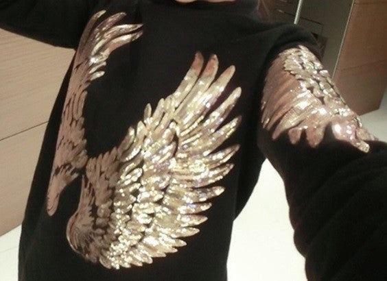 Large Pair Sequins Wings Iron or Sew on Embroidery Patch Customise Clothing 33cm